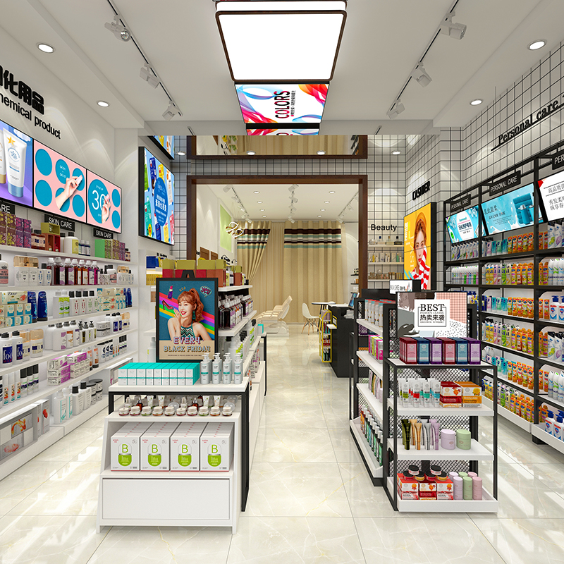 精品美妝店貨架化妝品展示架品牌專柜彩妝面膜護(hù)膚多層置物架貨架