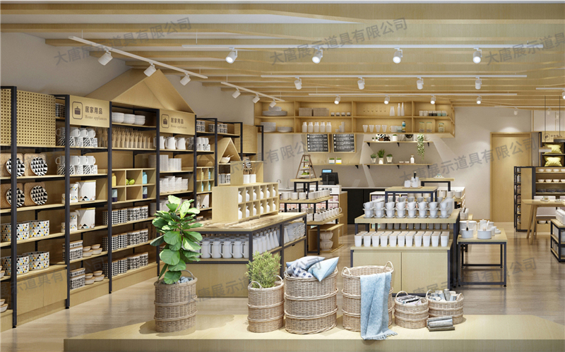 湖北家居百貨店貨架,鋼木貨架,商品展示貨架