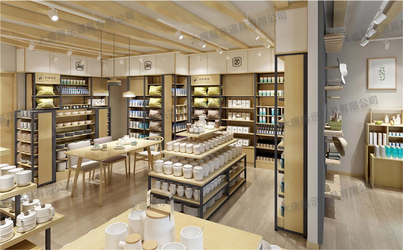 湖北家居百貨店貨架,鋼木貨架,商品展示貨架